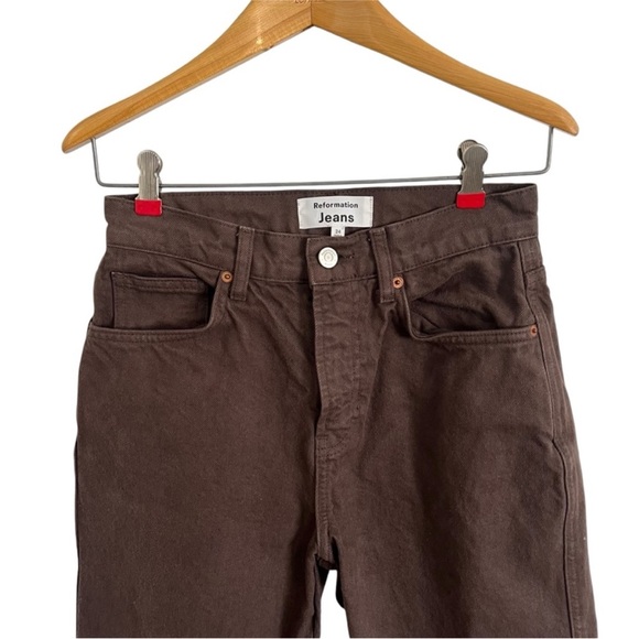 REFORMATION JEANS Val 90s Mid Rise Straight Jeans in Espresso - Picture 3 of 8